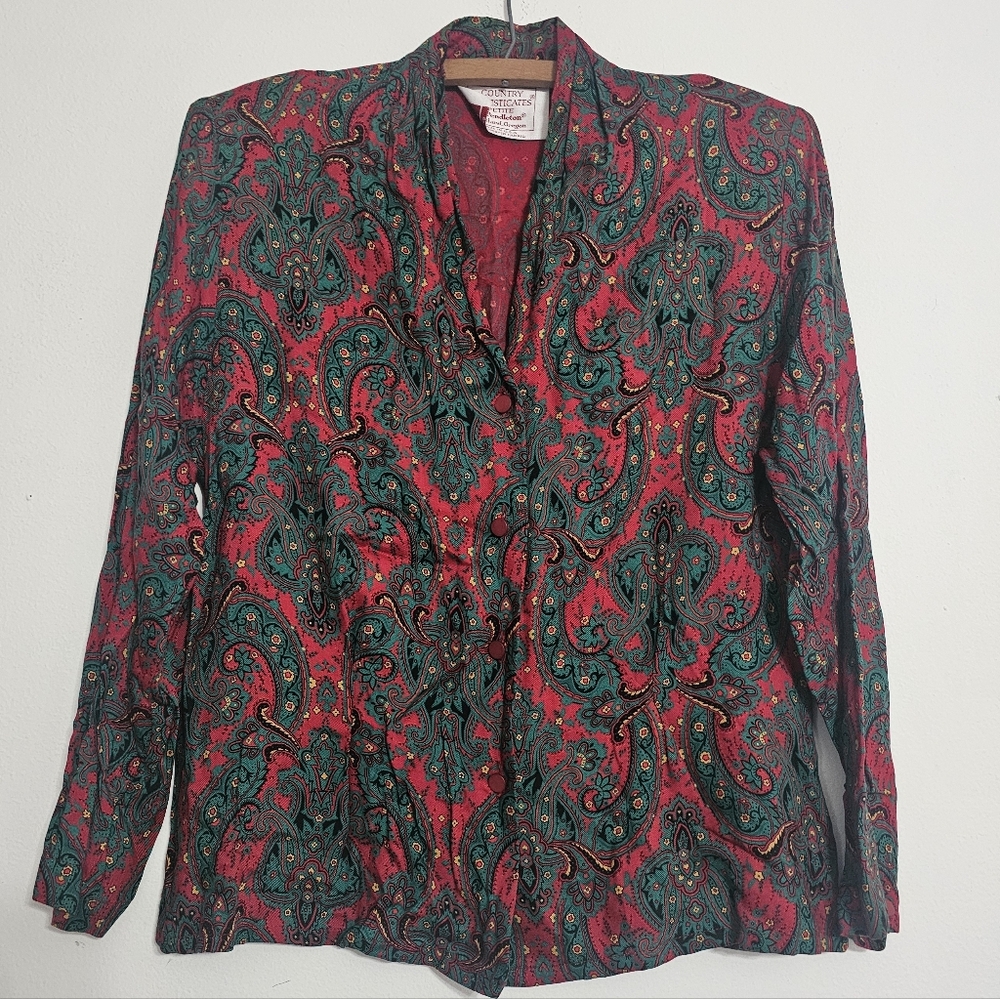 Vintage Pendleton Country Sophisticates Petite Paisley Blouse Size 8 Grannycore
